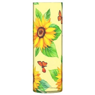 Imagem de CEBUGI Vaso de flores de girassóis 10 cm x 30 cm Vaso cilíndrico para flores, vaso transparente inquebrável para decoração de casa de festa de casamento