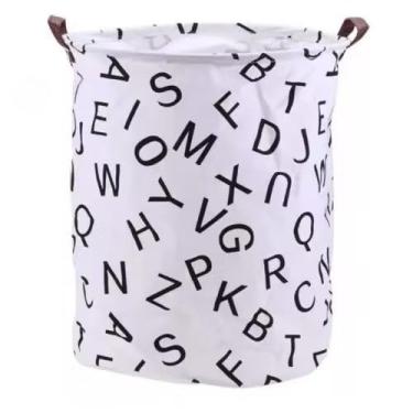 Imagem de Cesto Organizador de Lavanderia Dobrável Tecido Versátil para Guardar Roupa e Mais(carta)