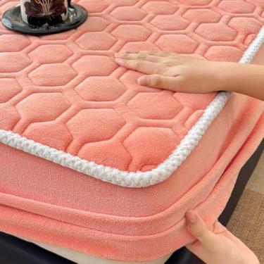 Imagem de Capa de colchão acolchoada, lençóis, protetor de colchão elástico, bolso profundo, lavável, fácil manutenção, para cama de casa e hotel - laranja||180 * 200 cm