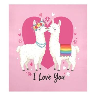 Imagem de Blueangle Capa magnética para lava-louças de lhama dos namorados, decoração da capa frontal da máquina de lavar louça, adesivos de eletrodomésticos, adesivos de eletrodomésticos, 58 cm C x 66 cm