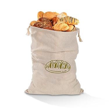 Imagem de Sacolas de Pão Linho Naturais Reutilizáveis com Cordão para Artesanal Caseiro Baguete Armazenamento Alimentos Casamento Novo Padaria