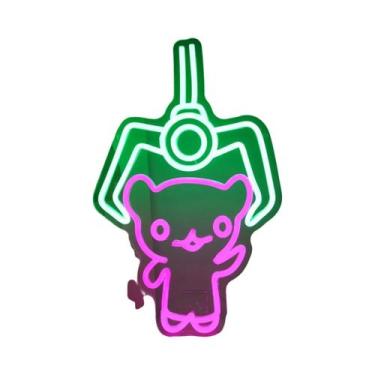 Imagem de Letreiro Neon LED Urso Rosa Para Decoração De Parede Quarto Infantil L