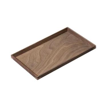 Imagem de Bandeja Retangular De Madeira De Noz Para Chá E Café, Bandeja Sólida P