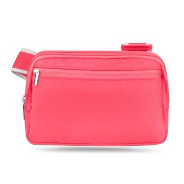 Imagem de Pochete para mulheres, bolsa de cinto para crossbody, bolsa de cintura moderna, bolsa de quadril com alça ajustável para viagem, corrida, caminhada, Coral vivo, Pacote de cintura