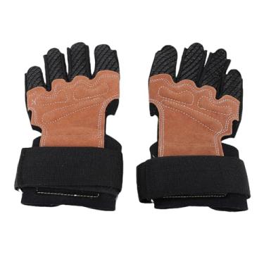Imagem de Alomejor Luvas de Treino, Luvas de Levantamento de Peso Acolchoadas de Couro Com Suporte de Pulso Ajustável para Treinamento de Exercícios de Corrida de Academia (M)