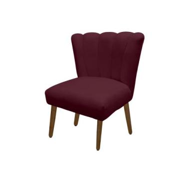 Imagem de Cadeira Pétala Flor Para Sala De Estar Penteadeira Salão Suede Bordô -
