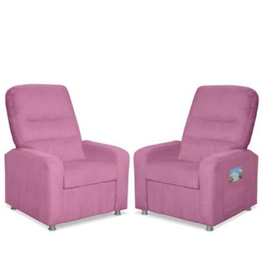 Imagem de Kit 02 Poltrona Do Papai Reclinável Confortável Suede Rosê - Sonho das