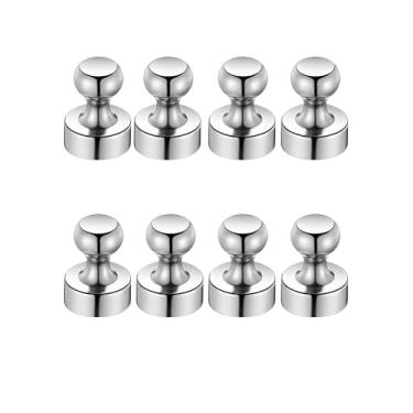 Imagem de Pacote com 8 ímãs de geladeira, ímãs pequenos e fortes para quadro branco, escritório, sala de aula, mapa, acessórios de cozinha, acessórios de escritório, acessórios de armário, prata