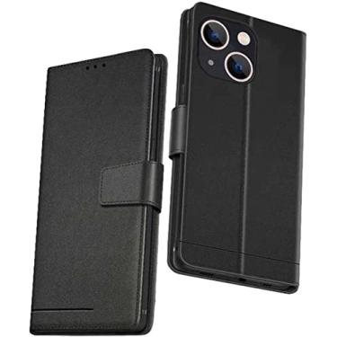 Imagem de EKESA Capa carteira flip para Apple iPhone 14 Plus 6,7 polegadas 2022, capa de telefone fólio com fecho magnético de couro com função de stent [suporte de cartão] (Cor: Preto)