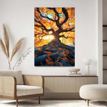 Imagem de Quadro Decorativo para Sala Quarto Hall 40x60 Arvore da Vida Por do Sol Vermelho