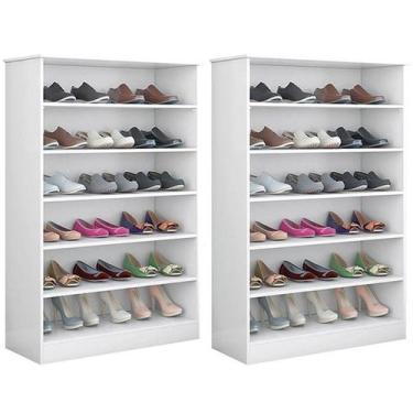 Imagem de Kit 2 Armários Multiuso Sapateira 6 Prateleiras Bella Branca - Phoenix