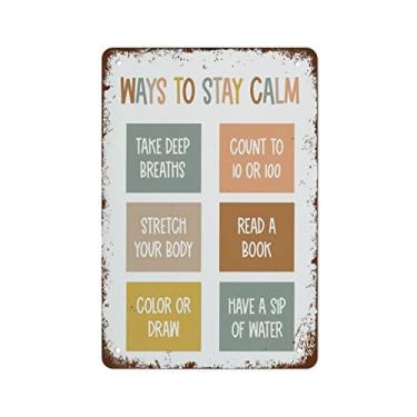 Imagem de NAMEY Placa De Decoração Parede Engraçada Vintage, Maneiras Manter A Calma, Pôster Boho Para Sala Aula, Canto Calmo, 140 X 200 Mm Sala, Café, Restaurante, Escritório, Bar, Clube, Garagem