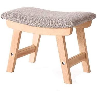 Imagem de Banco acolchoado para pés - apoio para os pés de madeira com 4 pernas para sala de estar, sofá e troca de sapatos - assento de tecido de linho elegante, durável e confortável (cor: B)