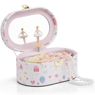 Imagem de Vlando Caixa de joias musical para meninas - aniversário para meninas de 4 5 6 7 8 a 12 anos - Caixa de música infantil com bailarina para decoração de quarto de aniversário - Fantasia