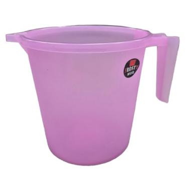 Imagem de T TABAKH Caneca de banho de plástico para violoncelo Frosty – Copo durável, leve e elegante – Ideal para uso diário em banheiro e cozinha (rosa rosa, 1 litro)
