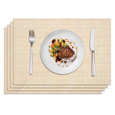 Imagem de Privalace 45,7 x 30,5 cm, conjunto de 4 tapetes de mesa antiderrapantes laváveis de PVC com padrão clássico, resistente ao calor e a manchas, ideal para cozinha doméstica, refeições diárias, festas