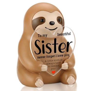 Imagem de Presente de incentivo à irmã, estatueta de preguiça decoração de mesa para irmã, presente de agradecimento fofo para aniversário de formatura de irmão ou irmã, lembrete positivo, presente I Love You