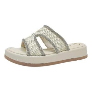Imagem de Chinelo Feminino Plataforma Reta Estilo Brilho Moda Tanara-Feminino
