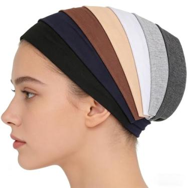 Imagem de 7 faixas de cabelo esportivas modernas para cabelo feminino, faixas elásticas de algodão macio, respiráveis e absorventes de suor, perfeitas para mulheres se exercitarem corrida e ioga