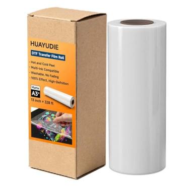 Imagem de Rolo de filme de transferência DTF 33 cm x 100 m, papel de transferência de calor PET fosco dupla face, peeling frio e quente, direto para filme para camisetas têxteis (33 cm x 100 m fosco)