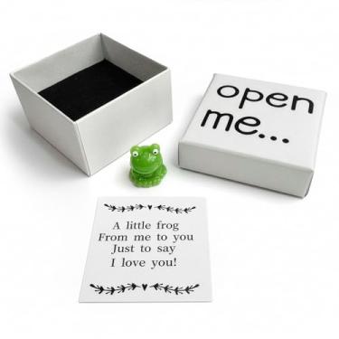 Imagem de Confettiville Presente I Love You para ele ou ela, lembrança em miniatura de sapo verde em caixa de presente "Open Me", presente fofo de Dia dos Namorados e aniversário para namorado, namorada, alma