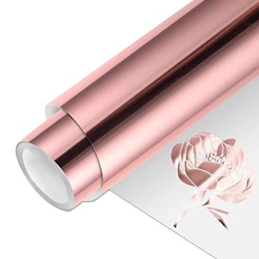 Imagem de VINYL FROG Rolo de vinil HTV folha metálica 30,5 cm x 1,5 m ouro rosa cromado ferro em vinil fácil de cortar e remover ervas daninhas vinil de transferência de calor DIY design de prensa térmica para