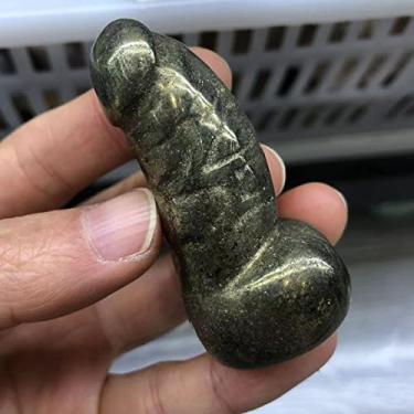 Imagem de Espécime curado 60-70 mm pedra de cristal de quartzo pirita natural esculpida à mão brinquedo feminino artesanato acessórios criativos como presente (tamanho: 2 peças)