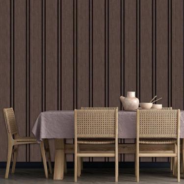 Imagem de Papel De Parede Ripas De Cerejeira Lavavel Adesivo Marrom