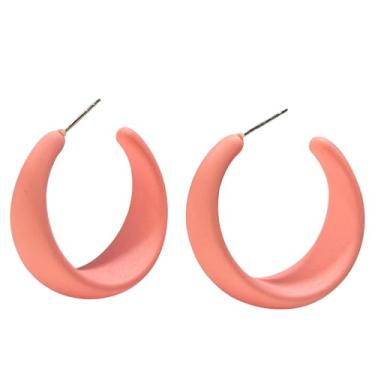 Imagem de RofYof Brincos de argola redondos pequenos de acrílico para mulheres, argolas abertas, leves, cor doce, brincos de argola grossa, joias para presente, Small, Acrílico, Sem pedra preciosa