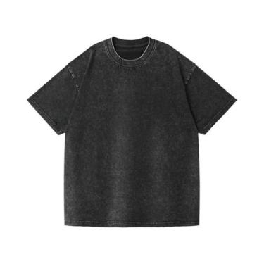 Imagem de Camiseta Vintage Masculina Oversized Com Lavagem Ácida Y2K, Estilo Str