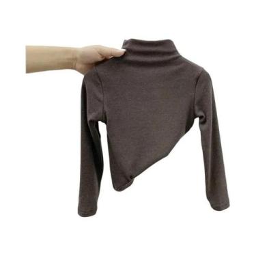 Imagem de Camisa De Manga Longa Com Gola Alta Listrada Para Bebê Menino E Menina