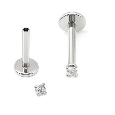 Imagem de Piercing Labret Ponto de Luz Aço Cirúrgico com Pedra Zircônia Rosca In