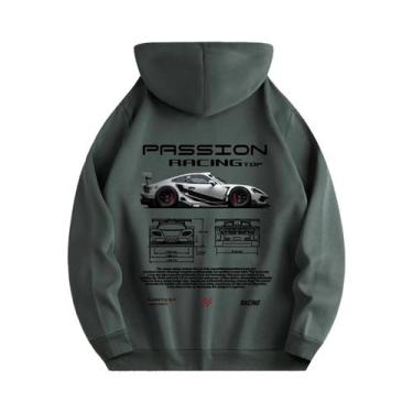 Imagem de Hoodie Gráfico Para Homens Com Ilustrações De Carros De Corrida Para U