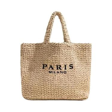 Imagem de Bolsa De Mão Feminina De Grande Capacidade, Bolsa De Palha Casual, Bol