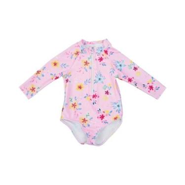 Imagem de Maiô De Manga Longa Para Bebê Princesa UPF50+ Estampa De Moda De Verão