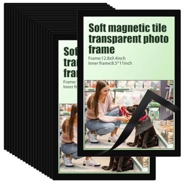 Imagem de IANFAN Suporte magnético de 20 peças, 21 x 28 cm, porta-documentos com borda magnética e PVC transparente para parede/porta/janela