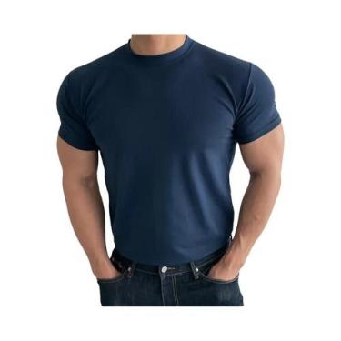 Imagem de Camiseta Masculina De Treino De Manga Curta Com Gola Redonda, Algodão 