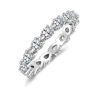 Imagem de SHINYSO Alianças de casamento femininas de zircônia cúbica CZ empilháveis anéis de noivado eternidade para mulheres tamanho 4-10, Metal, Zircônia cúbica