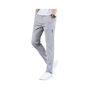 Imagem de Calças Masculinas De Seda Gelada Para Negócios E Casual, Pretas E Cinz