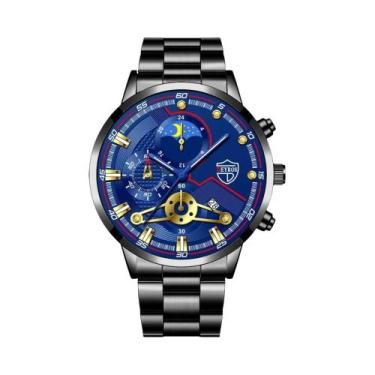 Imagem de Relógio De Luxo Masculino Em Aço Inoxidável Com Quartzo, 3 Peças, Cale