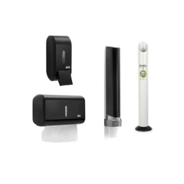 Imagem de Kit 1 Saboneteira Preta + 1 Toalheiro Preto + LIXOCOPO + PCP - PREMISS