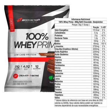 Imagem de Whey 100% Prime 900g Refil Body Action Sabor Baunilha