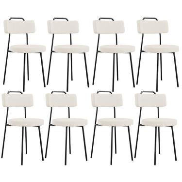 Imagem de Kit 08 Cadeiras Estofada Barcelona F01 Linho Bege