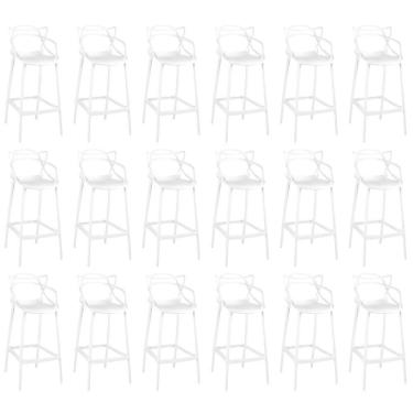 Imagem de Kit 18 Banquetas Allegra Com Encosto Design Cozinha/bancada - Branco
