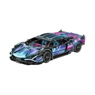 Imagem de Carro Esportivo Cyberpunk Lambo Em Blocos De Montar, Modelo MOC, Brinq