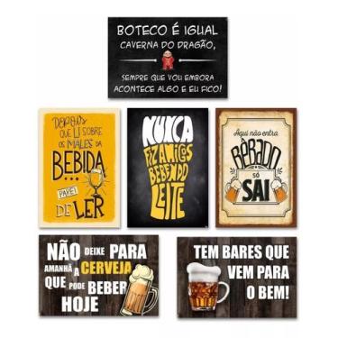 Imagem de Kit 6 Placas Decorativas Frases Engraçadas De Boteco - Bar - R+ ADESIV