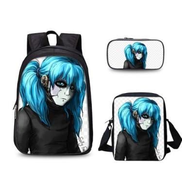 Imagem de Conjunto de mochilas escolares Sallys Faces Blue Hair, 3 peças com sap