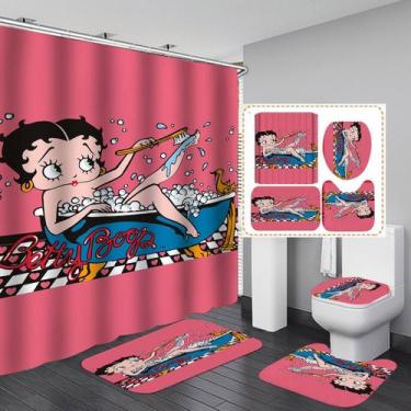 Imagem de Conjunto de cortinas de chuveiro Bettys Boops Anime Waterproof 4 unida