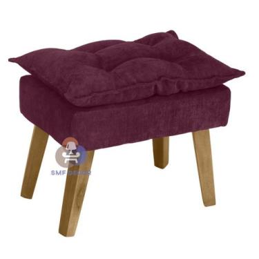 Imagem de Puff Banqueta Decorativa Glamour Com Pés Quadrado - SMF Decor, Vinho /