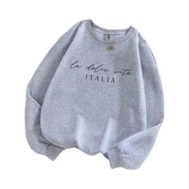 Imagem de Moletom Feminino Multicolorido Y2K Com Estampa La Dolce Vita, Pullover